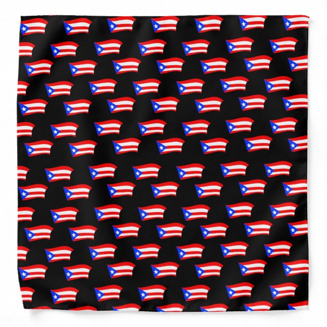Puerto Rican Flags Black Thicker Bandana (Front)
