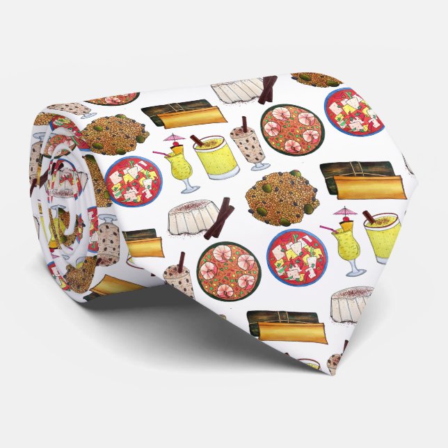 Puerto Rican Food Cuisine Love Puerto Rico Foodie Neck Tie (Rolled)