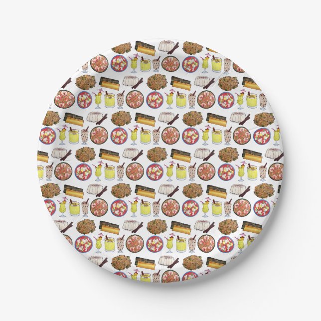 Puerto Rican Food Cuisine Love Puerto Rico Foodie Paper Plates (Front)