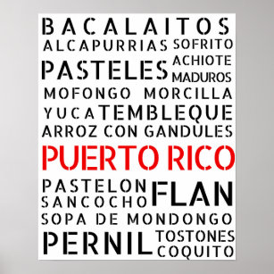 Puerto Rican Food Poster Puerto Rico Foodie Boricua Latin Kitchen Posters Wall Art
