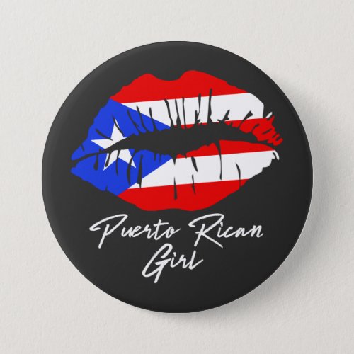 Puerto Rican Girl Lips Flag Boricua Caribbean Love Button