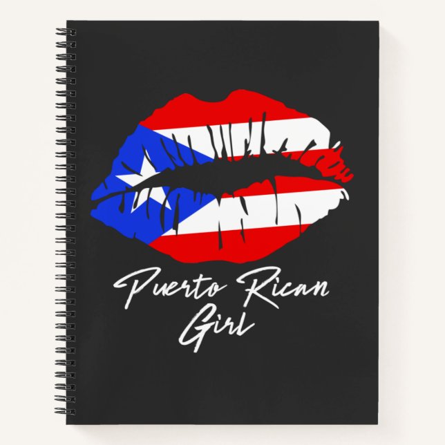 Puerto Rican Girl Lips Flag Boricua Caribbean Love Notebook (Front)