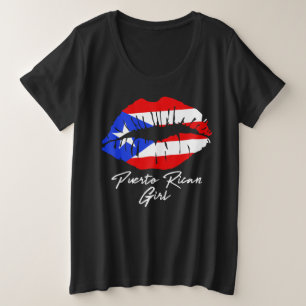 Puerto Rican Girl Lips Flag Boricua Caribbean Love Plus Size T-Shirt