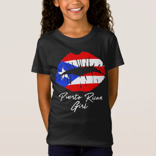 Puerto Rican Girl Lips Flag Boricua Caribbean Love T_Shirt