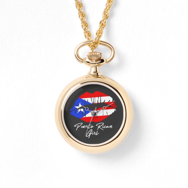 Puerto Rican Girl Lips Flag Boricua Caribbean Love Watch (Front)