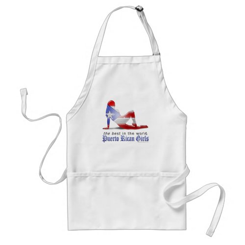 Puerto Rican Girl Silhouette Flag Adult Apron