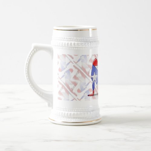 Puerto Rican Girl Silhouette Flag Beer Stein