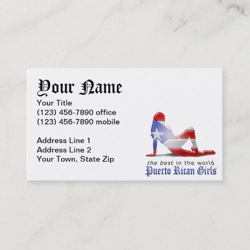 Puerto Rican Girl Silhouette Flag Business Card