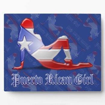Puerto Rican Girl Silhouette Flag Plaque by representshop at Zazzle