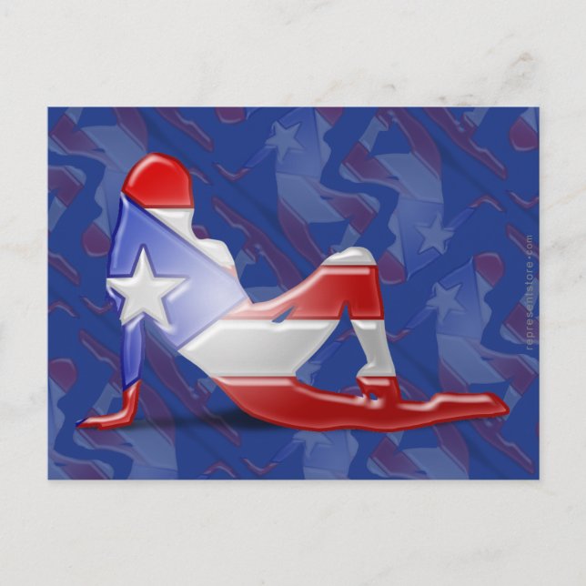 Puerto Rican Girl Silhouette Flag Postcard (Front)