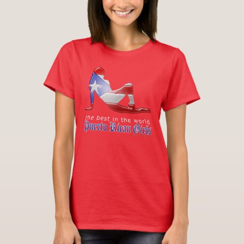 Puerto Rican Girl Silhouette Flag T_Shirt