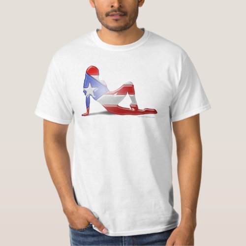 Puerto Rican Girl Silhouette Flag T_Shirt