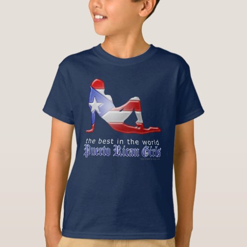 Puerto Rican Girl Silhouette Flag T_Shirt