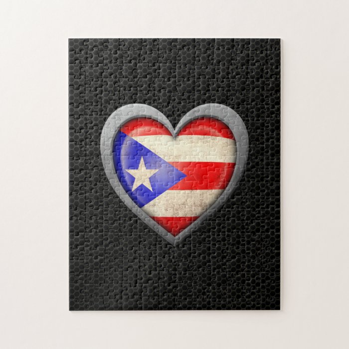 Puerto Rican Heart Flag Steel Mesh Effect Puzzles