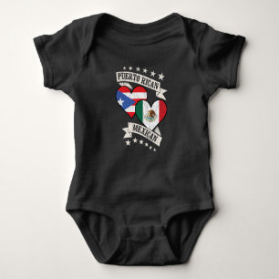 Puerto Rican Mexican Heart Flags Puerto Rico Mexic Baby Bodysuit