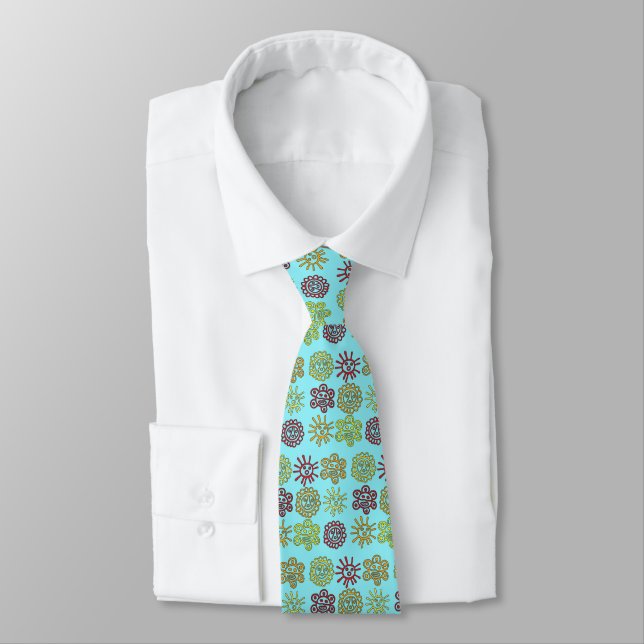 Puerto Rican multi-sun blue neck tie (Tied)