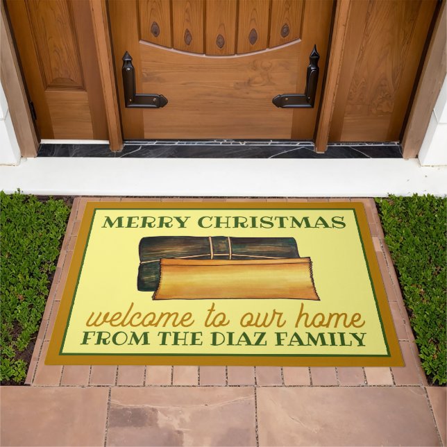 Puerto Rican Pasteles Banana Leaves Christmas Doormat (Outdoor)