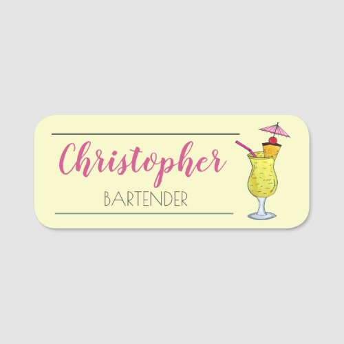 Puerto Rican Pia Colada Cocktail Bartender Bar Name Tag