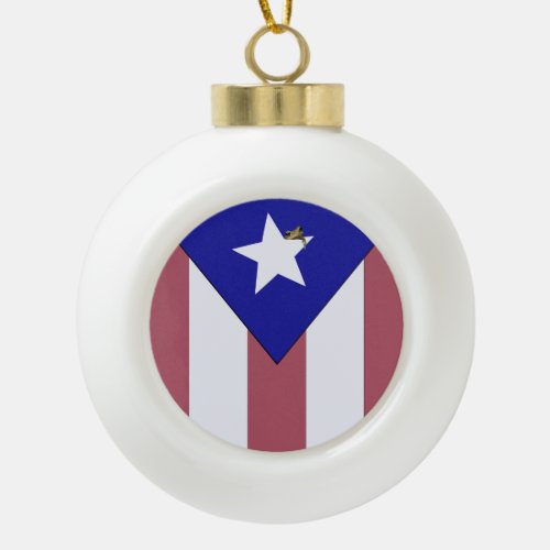 Puerto Rican Pride Ceramic Ball Christmas Ornament