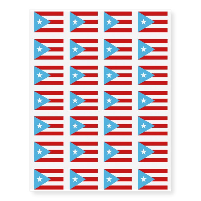 Puerto Rican Pride Flag Design Temporary Tattoos (Front)