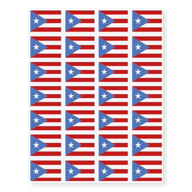 Puerto Rican Pride Flag Design Temporary Tattoos (Front)