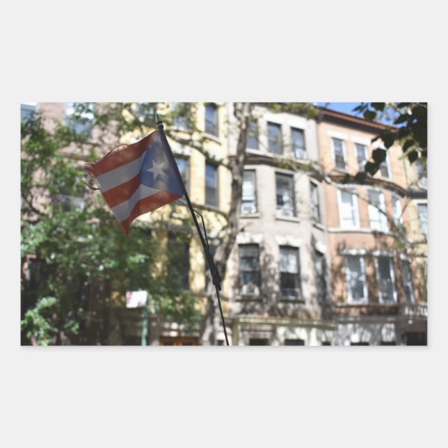 Puerto Rican Pride New York City Brownstones Photo Rectangular Sticker (Front)