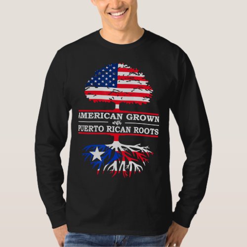 Puerto Rican Roots American Grown Flag  T_Shirt