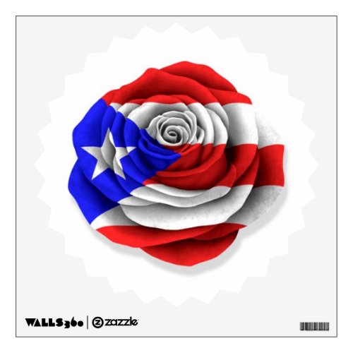 Puerto Rican Rose Flag on White Wall Sticker