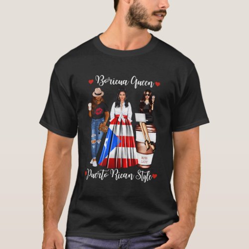 Puerto Rican Style Boricua Queen Moms Puerto Rico T_Shirt