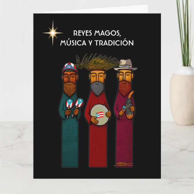 Puerto Rican Three Kings with Musical Parranda Card (Front)