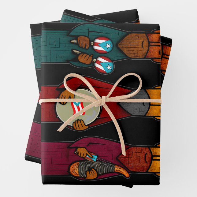 Puerto Rican Three Wise Men – Parranda Wrapping Paper Sheets (In situ)