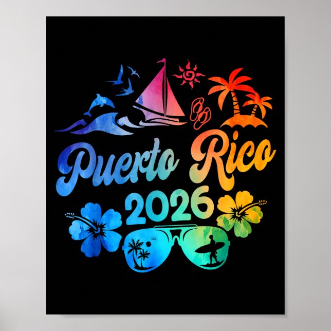 Puerto Rico 2026 Vacation Beach Tie Dye Trip Summe Poster (Front)