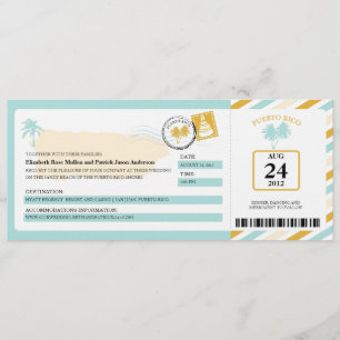 Puerto Rico Airmail Boarding Pass Wedding Invitation