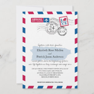 Puerto Rico Airmail Wedding Invitation