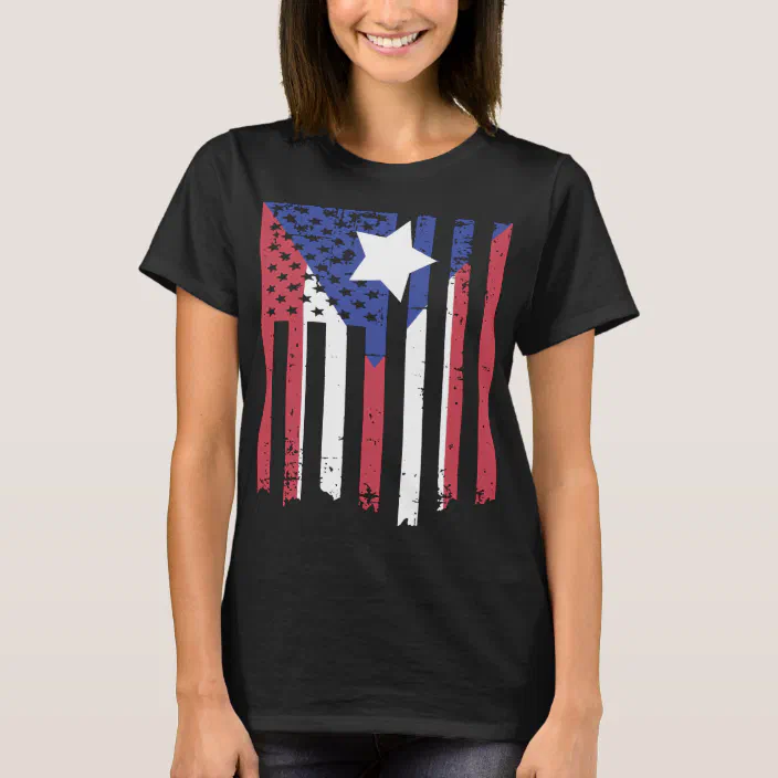 Puerto Rico American Flag Women's Fitted T-Shirt Rican US USA Pride