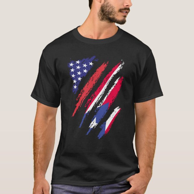Puerto Rico American Grown Flag USA Patriot Herita T-Shirt (Front)