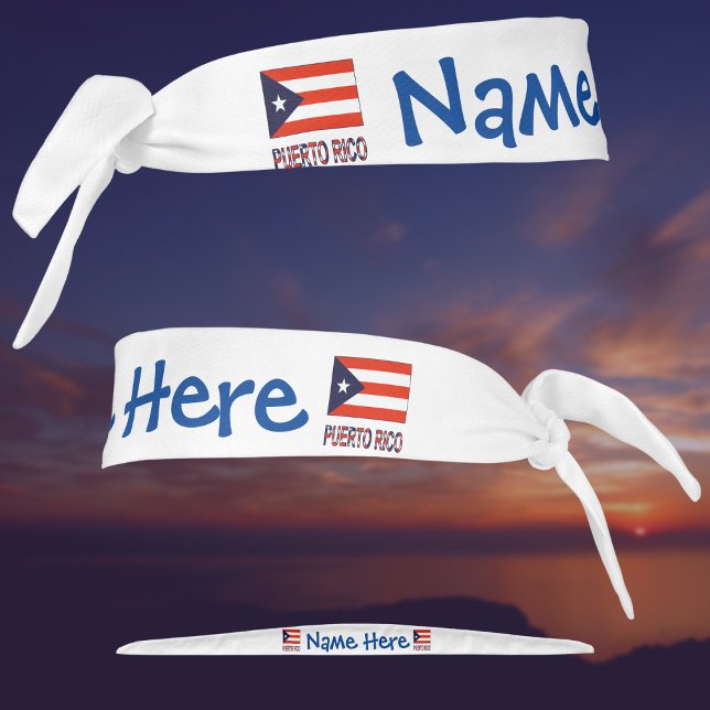 Puerto Rico and Puerto Rican Flag Blue Personalize Tie Headband (Creator Uploaded)