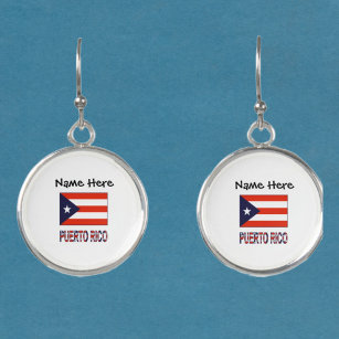 Puerto Rico and Puerto Rican Flag Personalized  Earrings