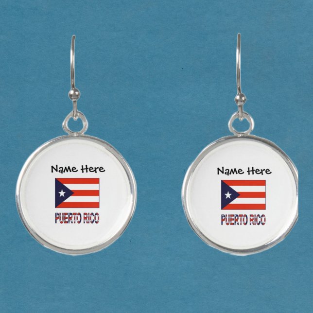 Puerto Rico and Puerto Rican Flag Personalized  Earrings (Creator Uploaded)