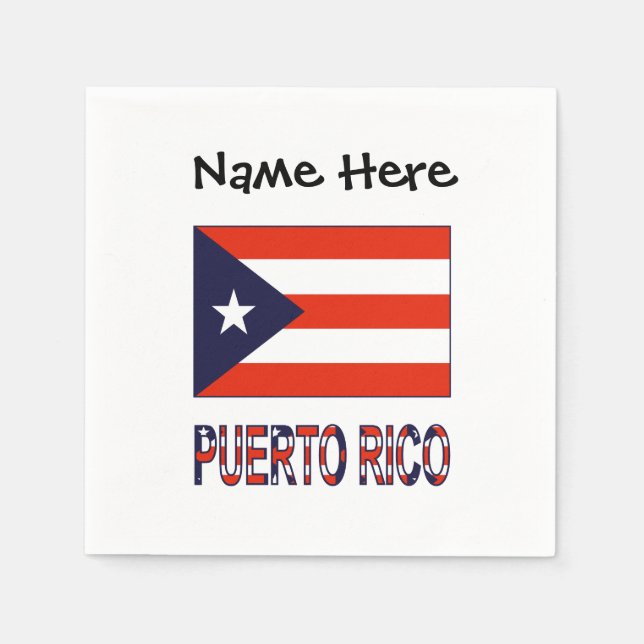 Puerto Rico and Puerto Rican Flag Personalized  Napkins (Front)