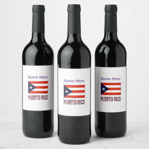 Puerto Rico and Puerto Rican Flag Personalized  Wine Label