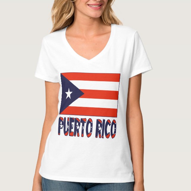 Puerto Rico and Puerto Rican Flag T-Shirt (Front)