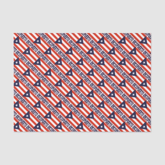 Puerto Rico and Puerto Rican Flag Tiled Tissue Paper (Front)