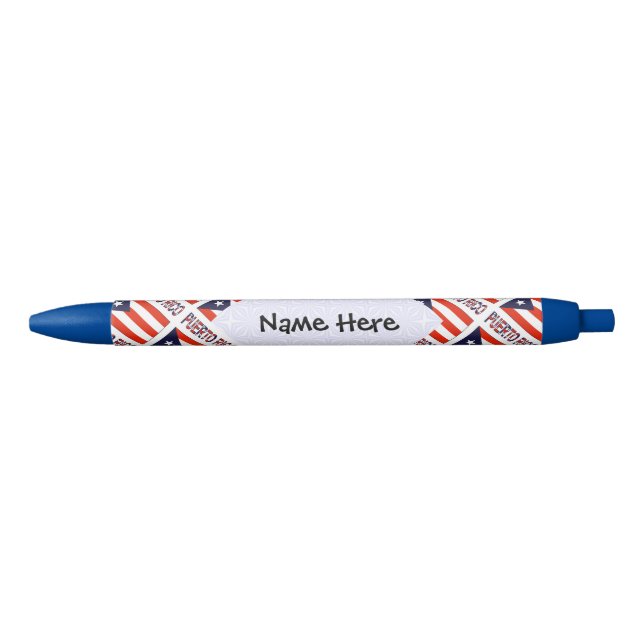 Puerto Rico and Puerto Rican Flag Tiled Your Name Pen (Front)