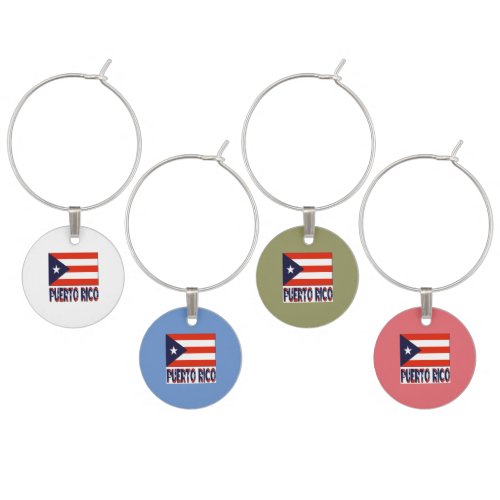 Puerto Rico and Puerto Rican Flag Wine Charm