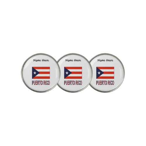 Puerto Rico and Puerto Rican Flag with Your Name Golf Ball Marker