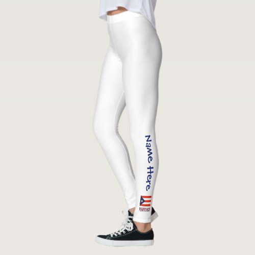 Puerto Rico and Puerto Rican Flag with Your Name Leggings