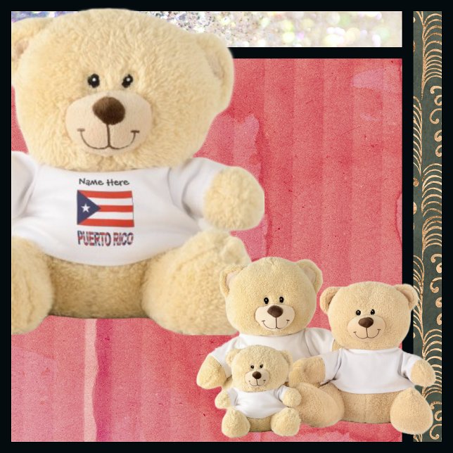 Puerto Rico and Puerto Rican Flag with Your Name Teddy Bear (Creator Uploaded)