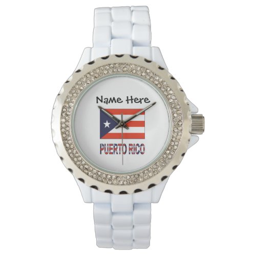 Puerto Rico and Puerto Rican Flag with Your Name Watch