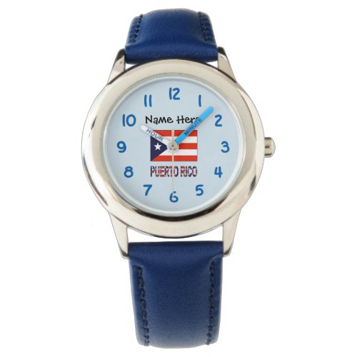 Puerto Rico and Puerto Rican Flag with Your Name Watch
